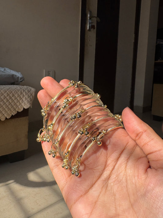 Transparent Jelly Glass Bangle Pair of 8 Bangles