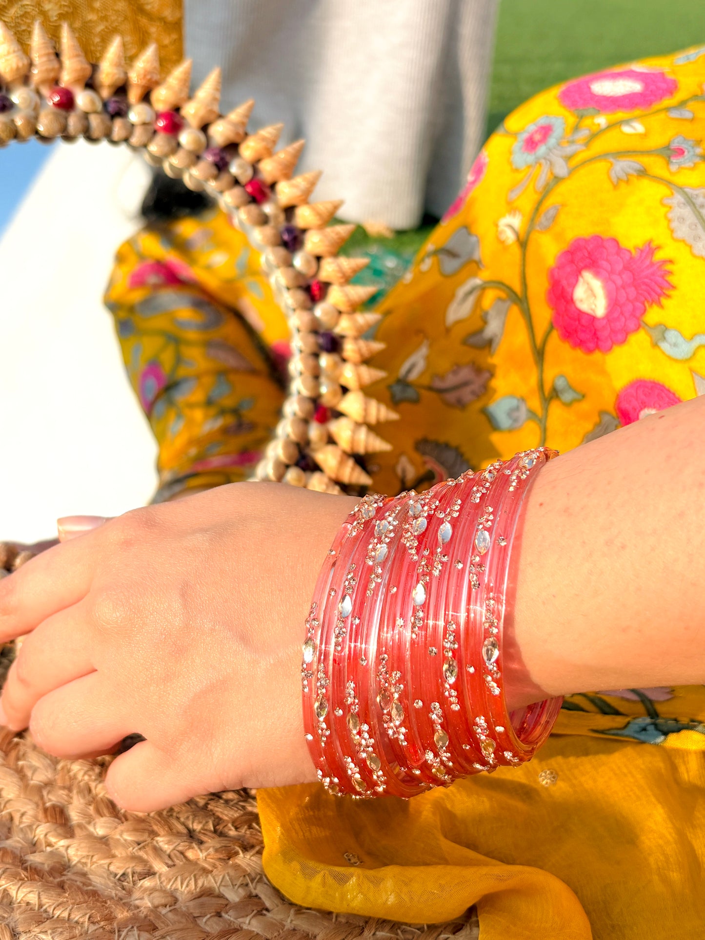 Gulabi Noor Glass Bangle Pair of 12