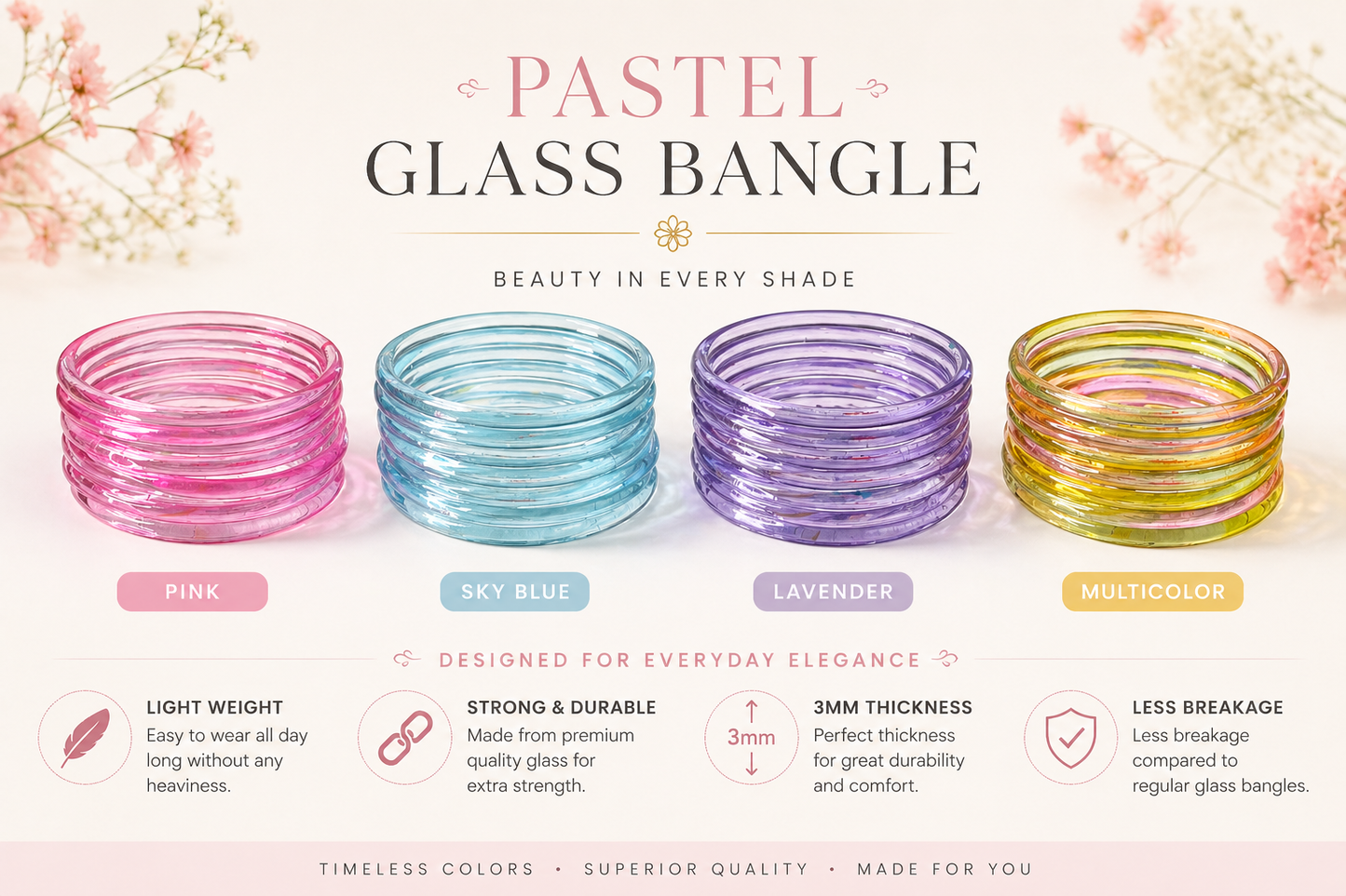 Pastel Jelly Bangle Box of Four