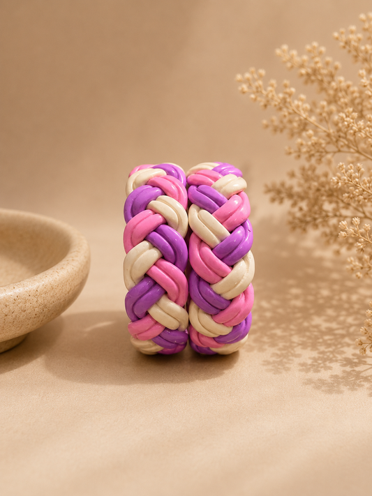 Cotton Candy Weave Pure Lac Bangles – Pair Set