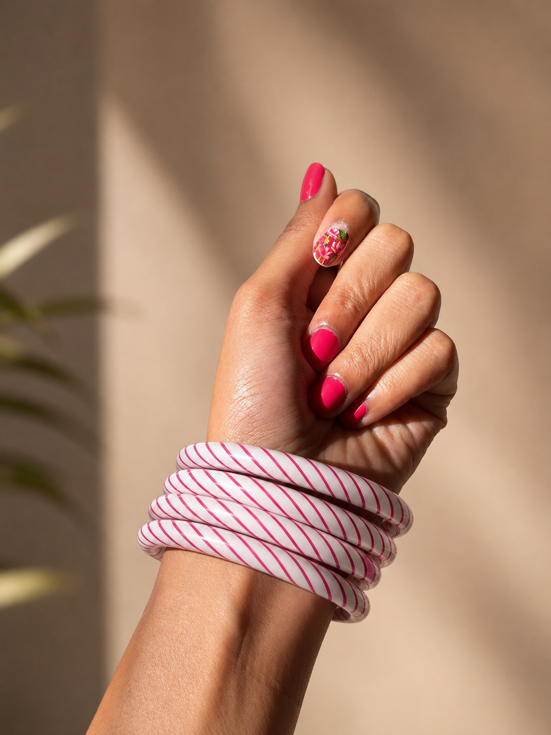 Candy Cane Pure Lac Bangles – Set of 4