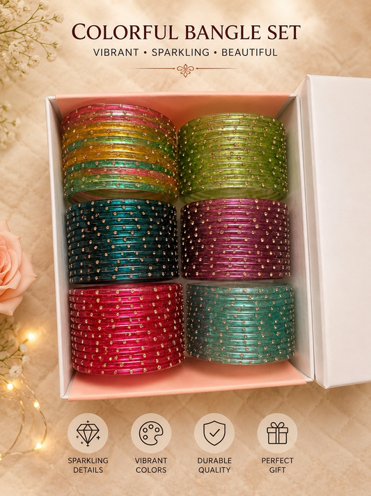 One Stone Glass Bangles Box of Six