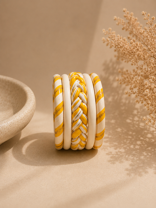 Sunshine Weave Pure Lac Bangle Stack – Set of 5