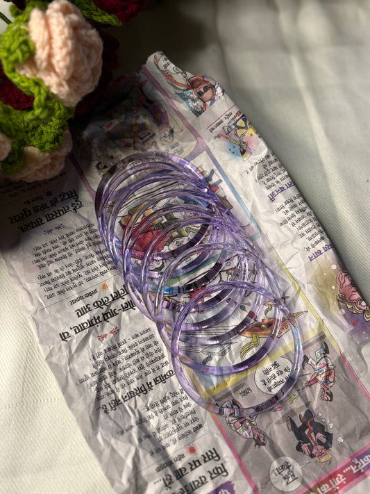 Lavender Jelly Glass Bangle Pair of 8 Bangles