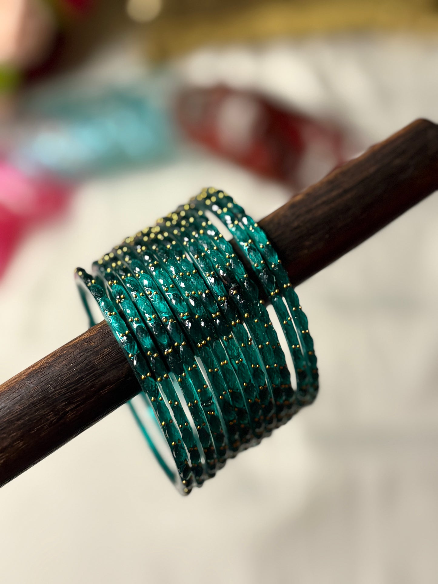 Emerald Raindrop Glass Bangle 12 Bangles