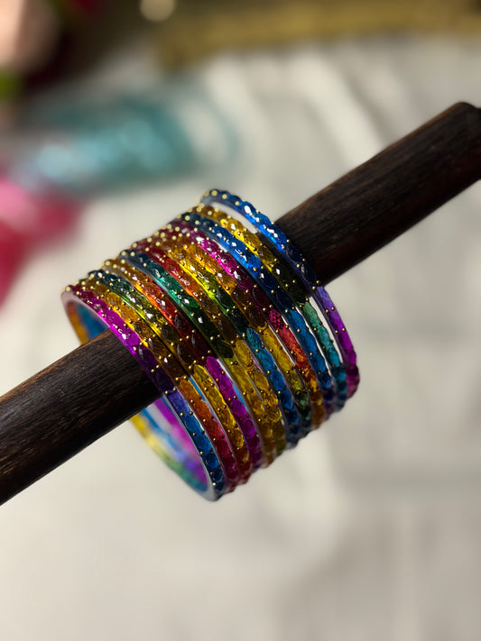 Multicolour Raindrop Glass Bangle 12 Bangles