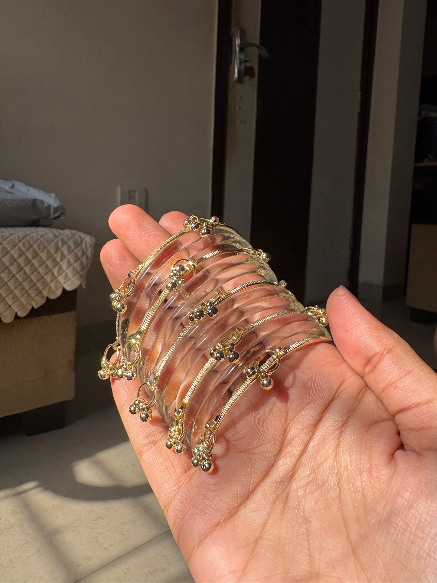 Transparent Jelly Glass Bangle Pair of 8 Bangles