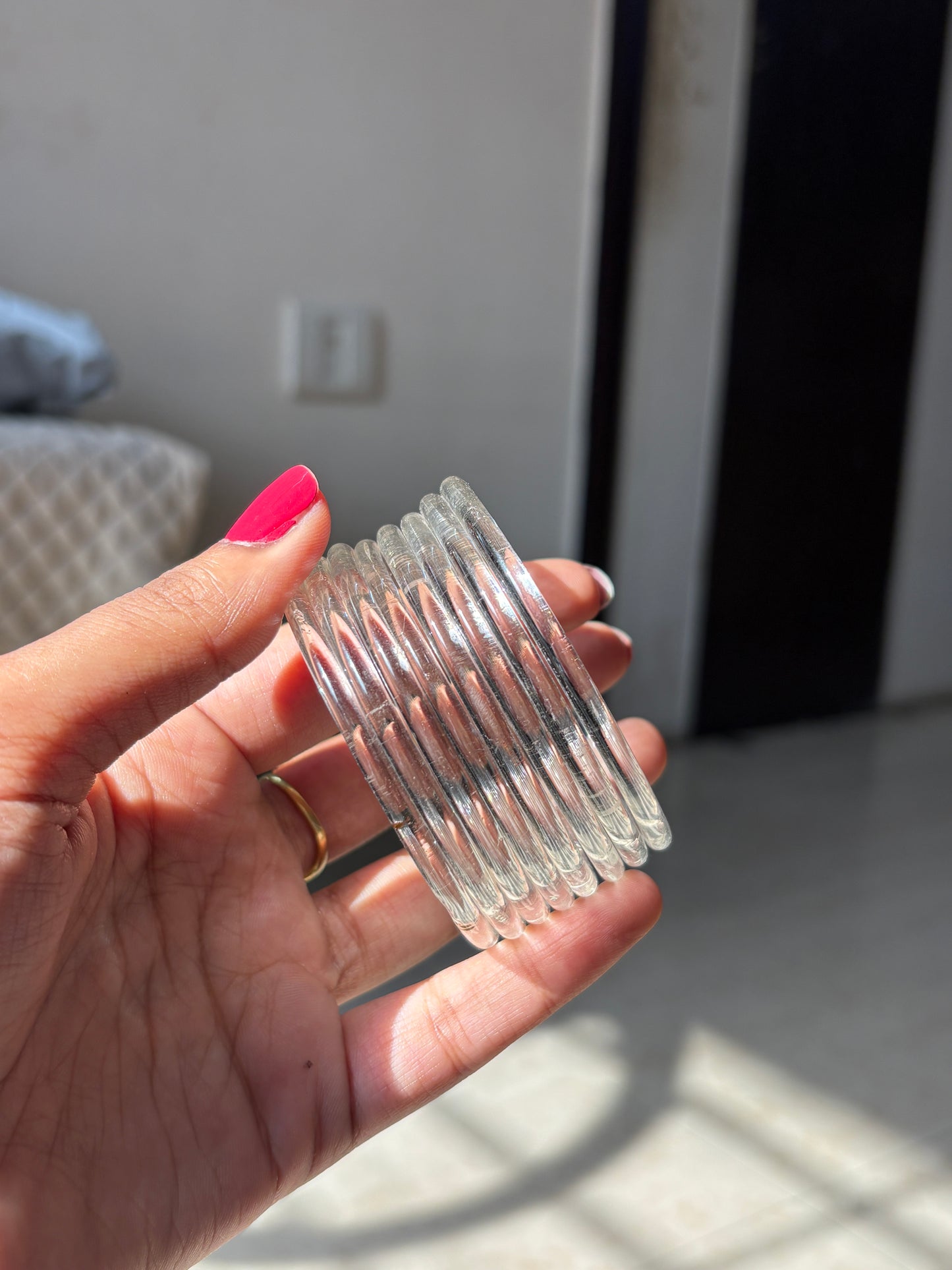 Transparent Jelly Glass Bangle Pair of 8 Bangles