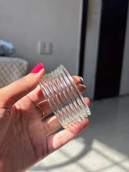 Transparent Jelly Glass Bangle Pair of 8 Bangles