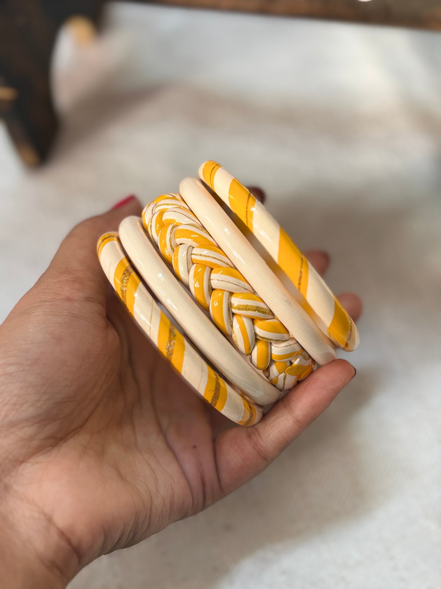 Sunshine Weave Pure Lac Bangle Stack – Set of 5