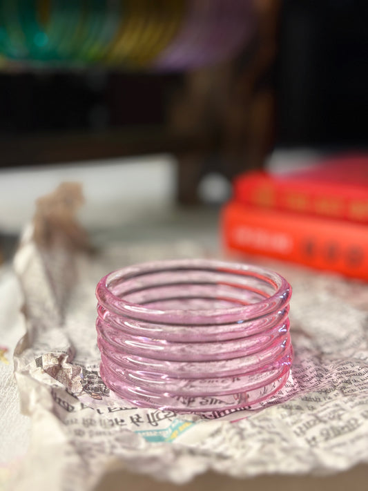 Light Pink 6mm Jelly Glass Bangle Pair of 6 Bangles