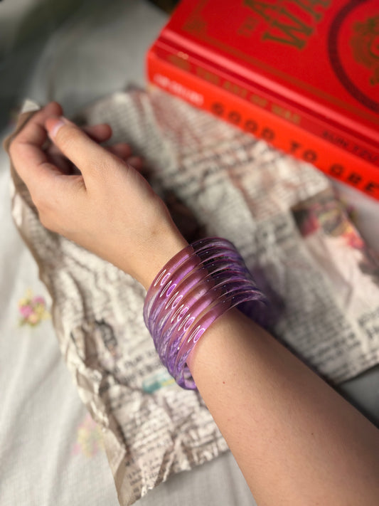 Lavender 6mm Jelly Glass Bangle Pair of 6 Bangles