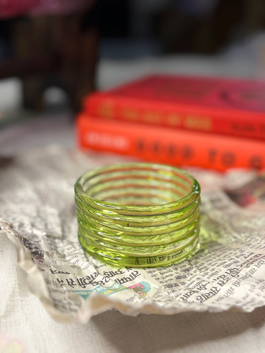 Light Green  6mm Jelly Glass Bangle Pair of 6 Bangles