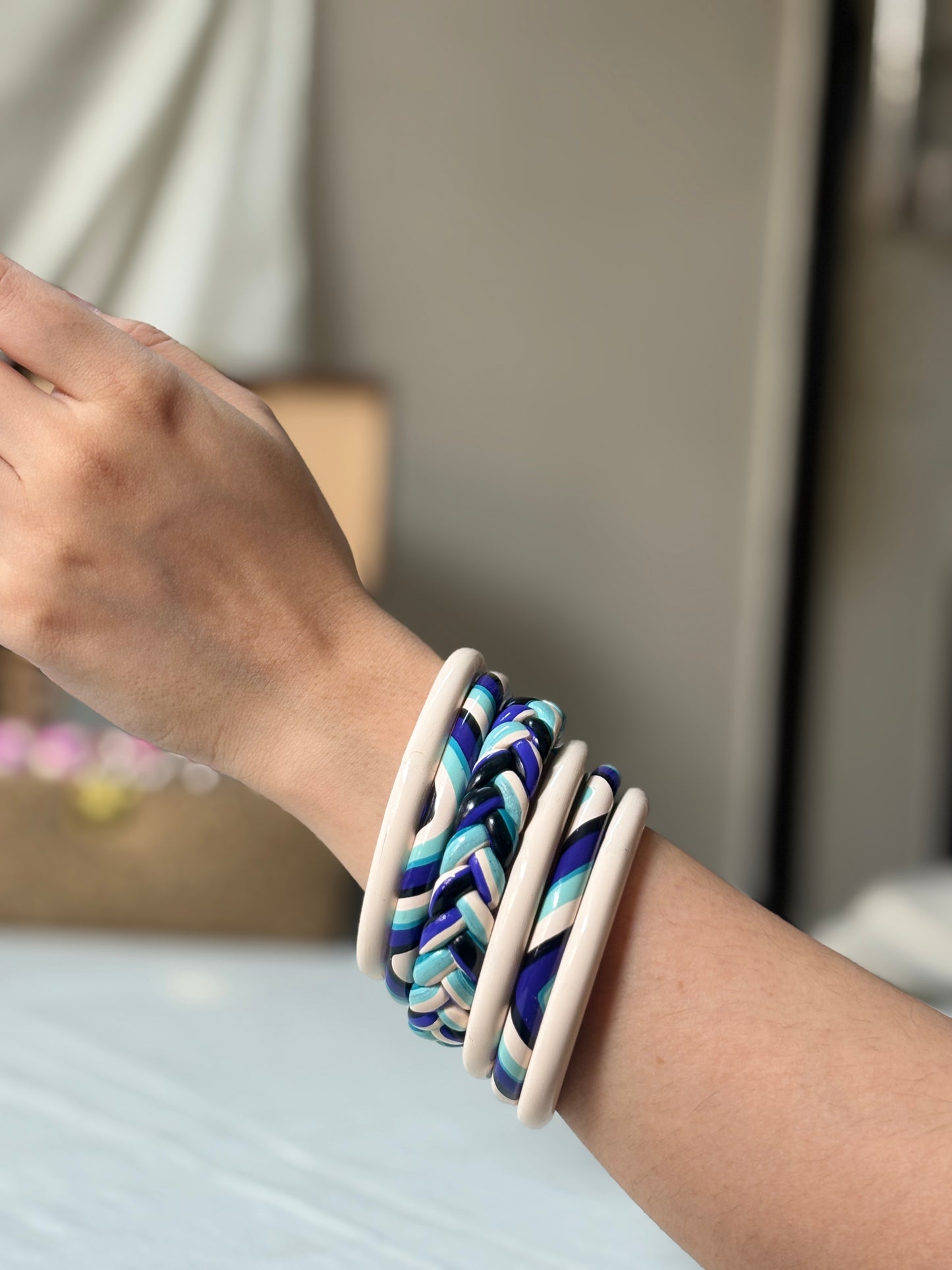 Evil Eye Pure Lac Bangle Stack – Set of 5