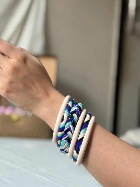 Evil Eye Pure Lac Bangle Stack – Set of 5