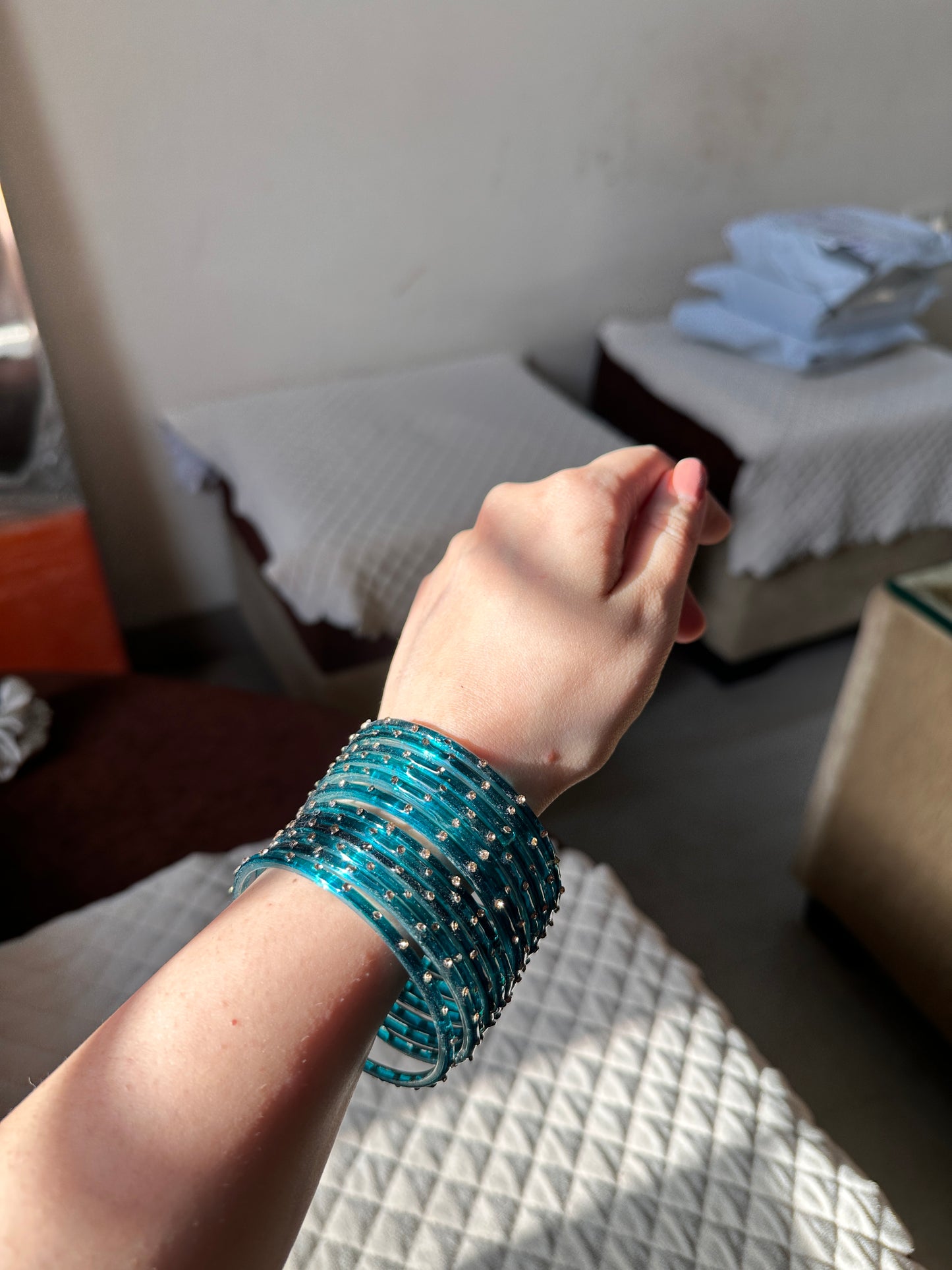 One Stone Glass Bangles Box of Six