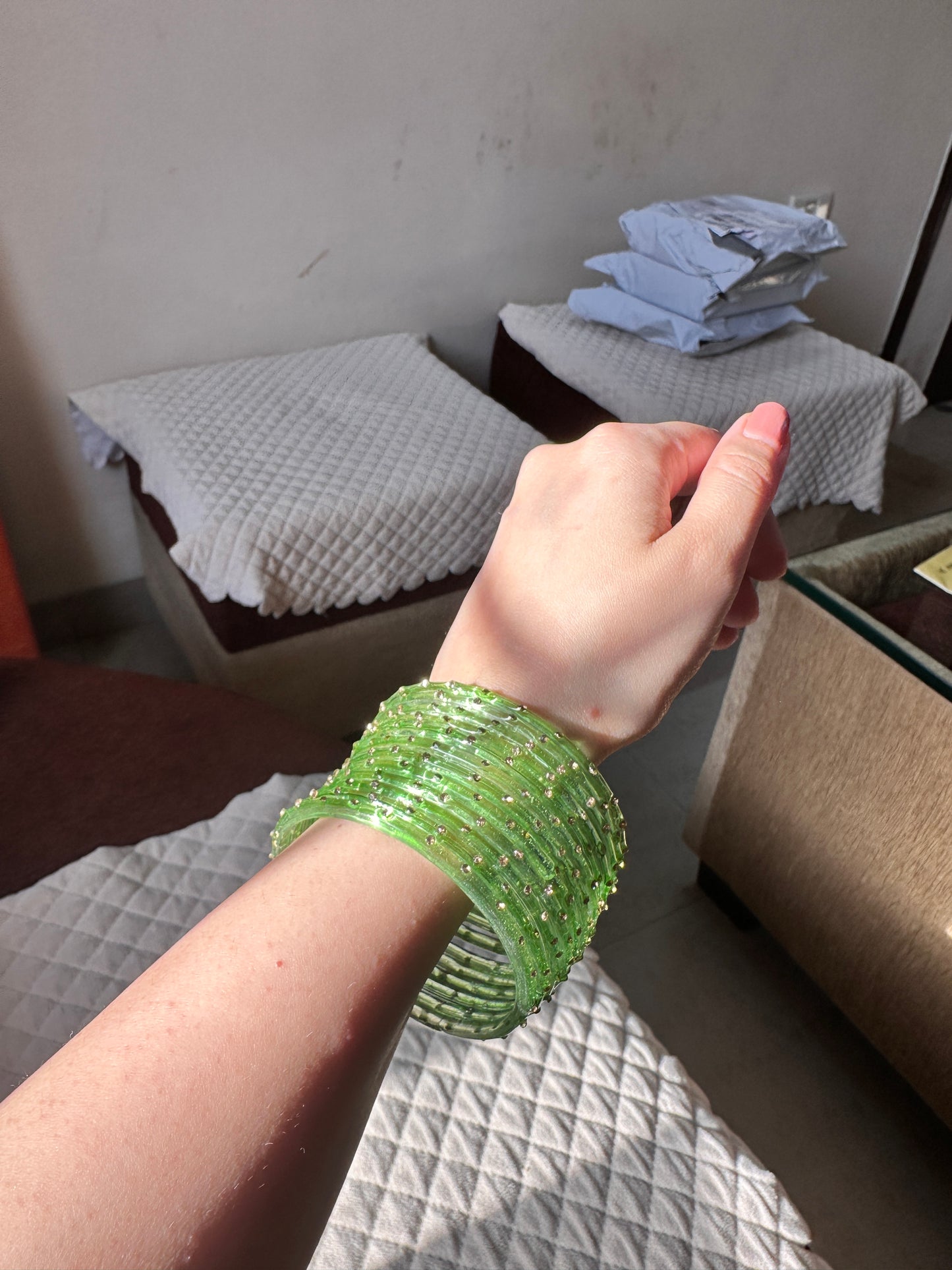 One Stone Glass Bangles Box of Six