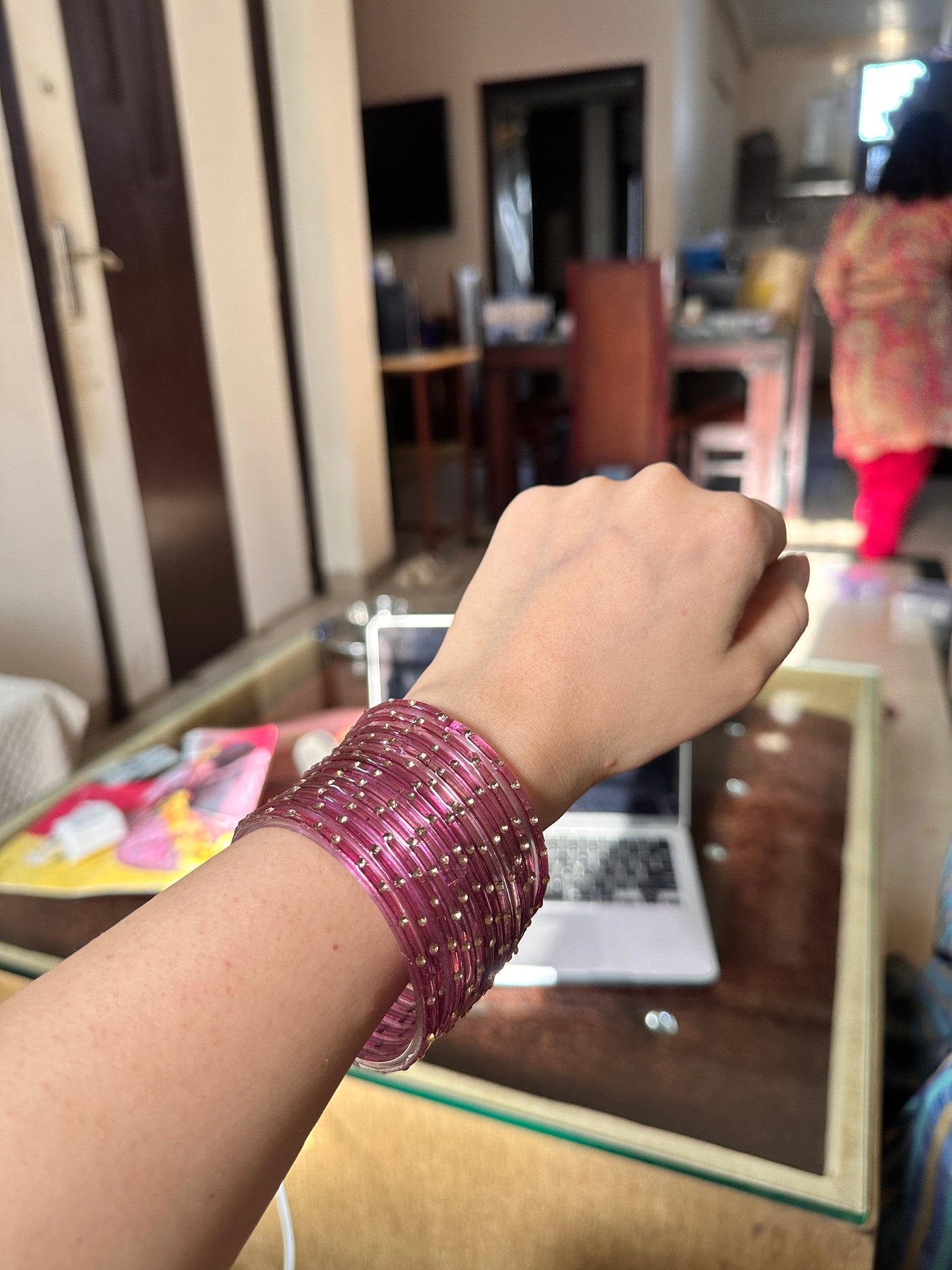 One Stone Glass Bangles Box of Six