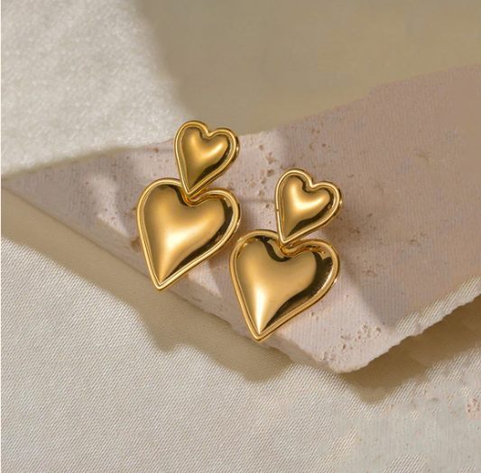The Gold Hearts - Gold Plated Anti Tarnish Earrings